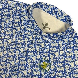 US Open Men’s 2XL Polo Shirt Blue Floral 122nd The Country Club Golf Polyester